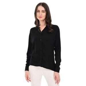 Women's Plain Black Shirt - Rayon Material | Casual & Office Wear