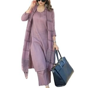 ANNI DESIGNER Women's Rayon Blend Solid Straight Kurta with Pant & Dupatta