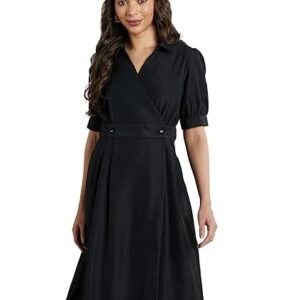 Symbol Premium Women's 'Desk-to-Dinner' Fit & Flare Wrap Dress (Midi Length | Stylish)