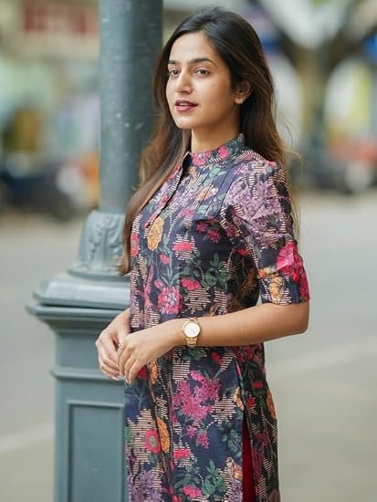 Sun Fashion And Lifestyle Women's Chanderi Stitched Printed Kurta for Women