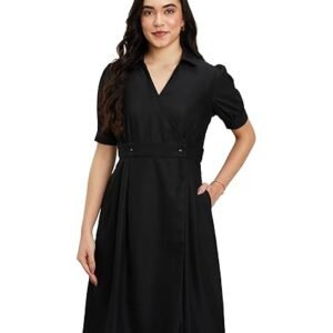 Symbol Premium Women's 'Desk-to-Dinner' Fit & Flare Wrap Dress (Midi Length | Stylish)
