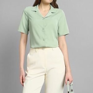 Van Heusen Women Polyester Regular Fit Solid Half Sleeve Casual Shirt