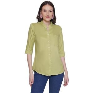 Women's Rayon 3/4th Sleeve Solid Casual Shirt