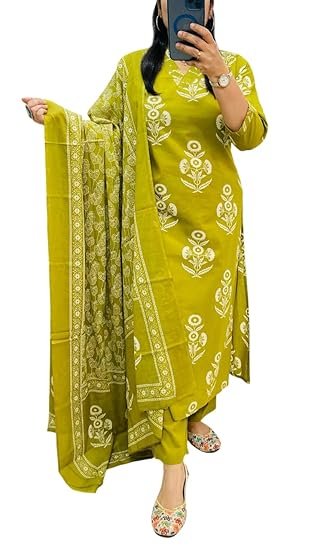 Rangnavi Women's Floral Printed Stright Kurta with Pant & Dupatta Set | Kurta set