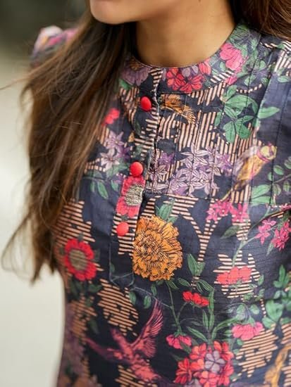 Sun Fashion And Lifestyle Women's Chanderi Stitched Printed Kurta for Women - Image 2