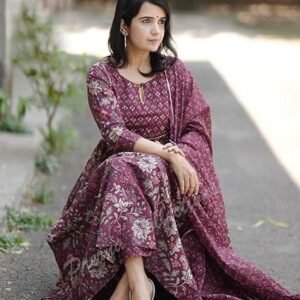 Alvami Women Anarkali Kurta and Pant Set with Dupatta