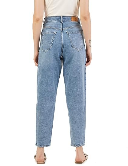 INKD Women's Stretchable Barrel Fit Jeans - High-Rise | Lightweight | Classic 5 Pocket Styling - Image 2