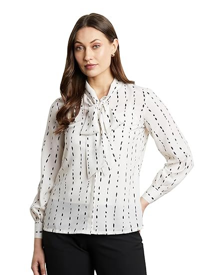 Symbol Premium Women's All Over Print Bow-Tie Top (Regular Fit | Desk-to-Dinner)