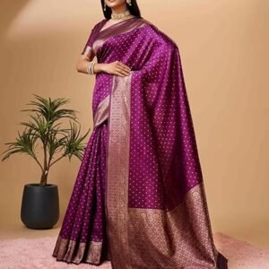 Sugathari Women's Banarasi Saree Pure Kanjivaram Silk Saree Soft new ladies 2023 Design Wear Pattu Sarees Latest Cotton Party Sari collections With Blouse Piece for Wedding sadi (SAM PARI-113)