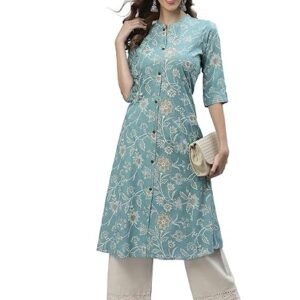 Stylum Women's Floral Print Rayon A-Line Kurta