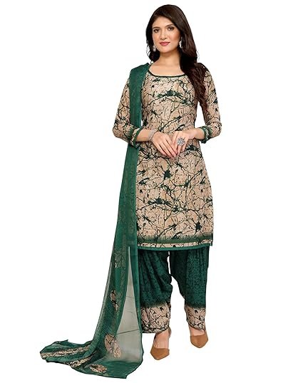 Yashika Women's Printed Dress Material - Unstitched Crepe Fabric Kurti, Pants & Dupatta Set - Image 2