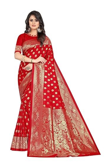 Sugathari Women's Banarasi Saree Pure Kanjivaram Silk Saree Soft new ladies 2023 Design Wear Pattu Sarees Latest Cotton Party Sari collections With Blouse Piece for Wedding sadi (PARI S-1 MAROON) - Image 5