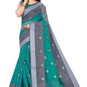 MIRCHI FASHION Women's Woven Cotton Blend Saree With Blouse Piece