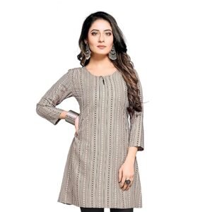 Shiv Textiles Rayon Fabric Printed Round Neck Short Kurtis for Women Top Dresses Kurti for Ladies & Girls Kurtis