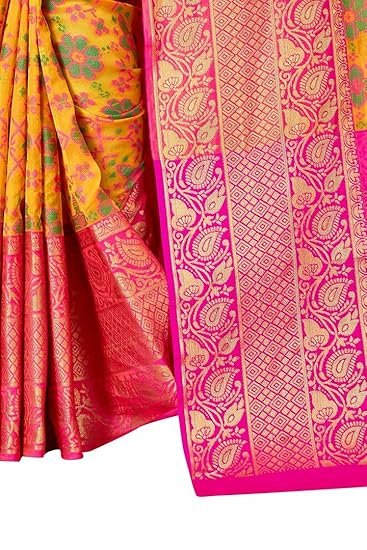 SWORNOF Women's kanjivaram banarasi silk saree for festival Wedding silk with rich pallu Design sarees for women with Unstitched blouse piece - Image 6