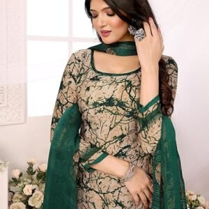 Yashika Women's Printed Dress Material - Unstitched Crepe Fabric Kurti, Pants & Dupatta Set